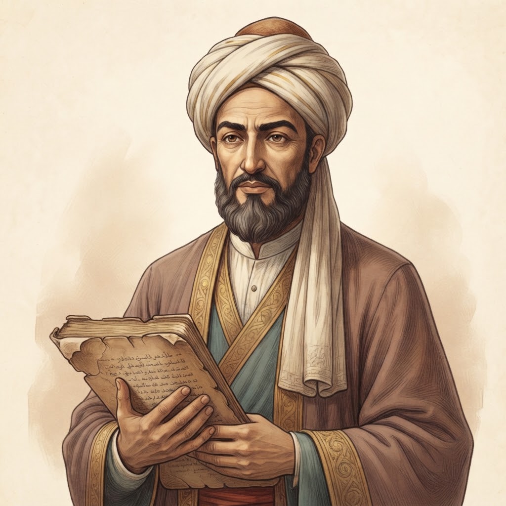 Persian physician Illustration of a medieval Persian physician, representing the origins of steam distillation