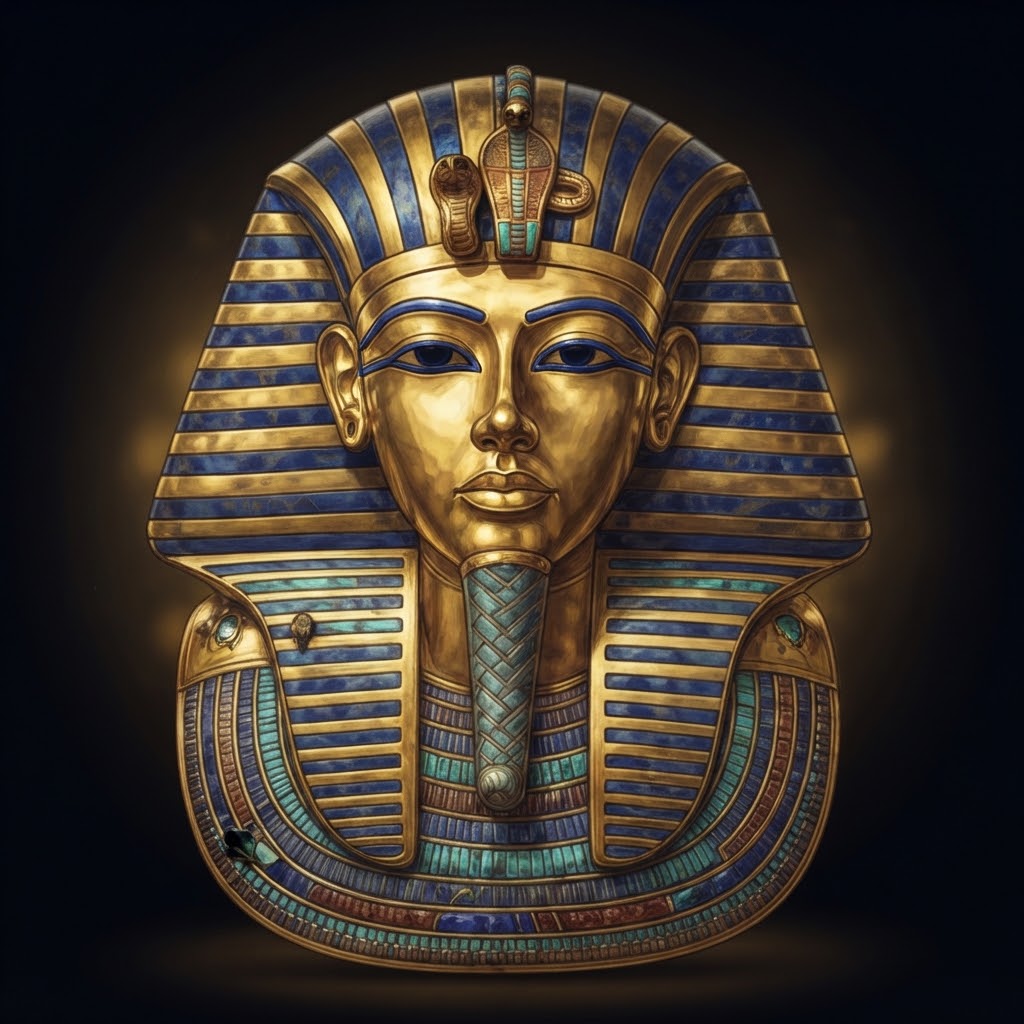 pharoh mask jpeg Ancient Egyptian pharaoh's burial mask, symbolising the use of essential oils in mummification