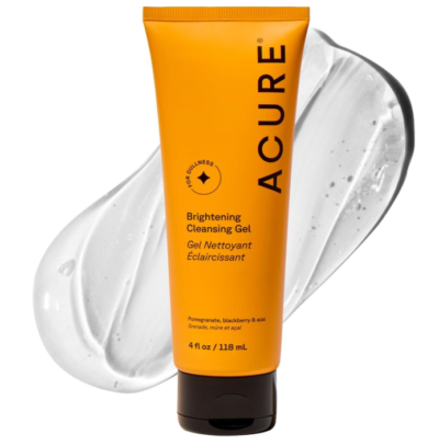 Acure Brightening Cleansing Gel - Vegan Facial Cleanser - 4 fl oz
Gentle Facial Cleanser for Radiant Skin with Pomegranate, Blackberry, & Acai, Antioxidant-Rich Formula for All Skin Types