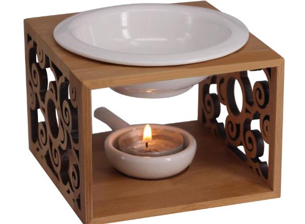Singeek Ceramic Essential Oil Burner Diffuser with lit candle 