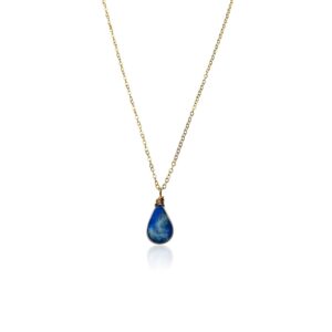 Blue Sodalite Stone Necklace Teardrop Pendant 