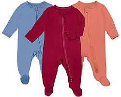 GUISBY Bamboo Baby Footed Pajamas with Mittens for Girls Boys