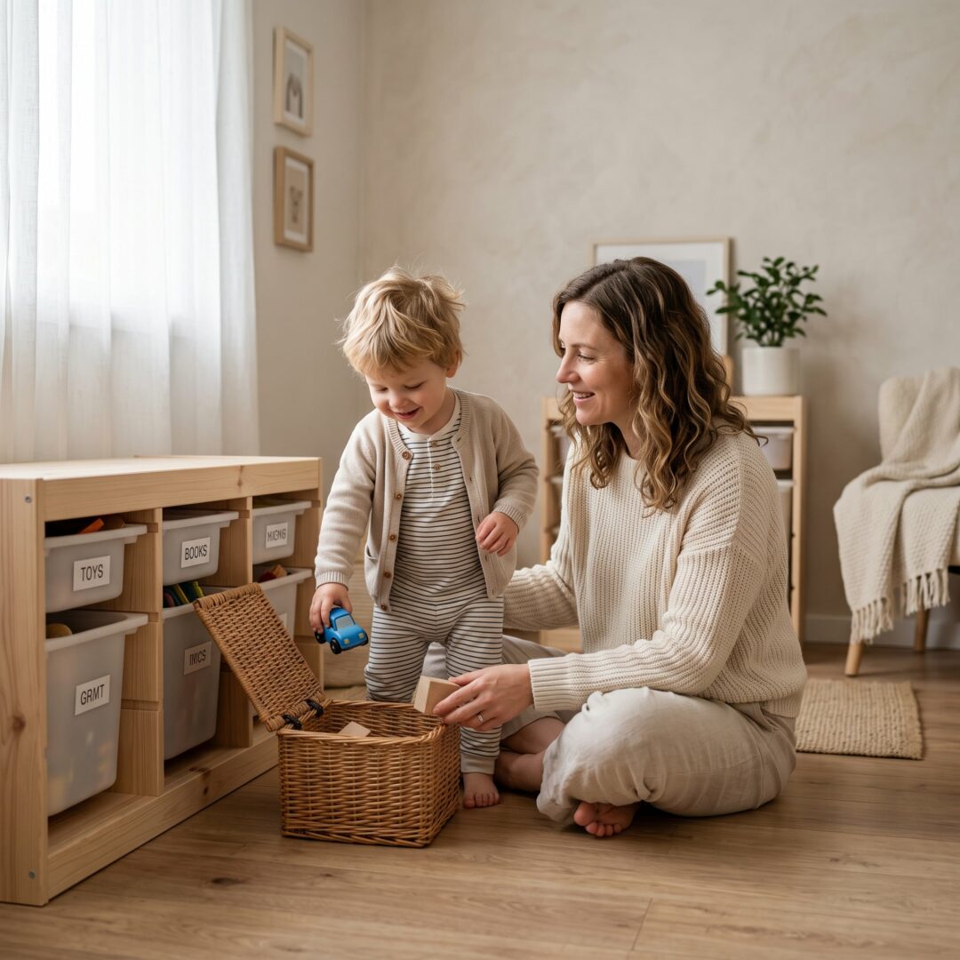 Parent and child doing a simple daily routine together, representing simple parenting strategies.