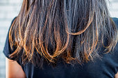 Damaged hair split ends